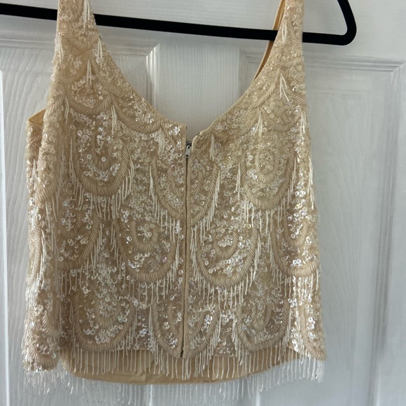 Elegant Cream Sequin Women's Top - Picture 2 of 4